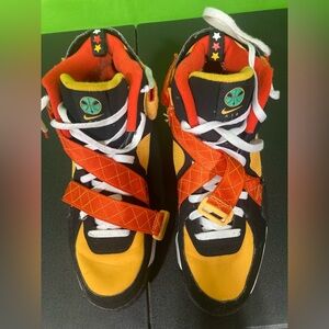 Nike High-Top Sneakers - Orange, Yellow, and Black